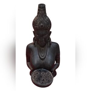 Sculpture is a 19th-century Basalt Stone Statue Female Hindu or Buddhist Deity